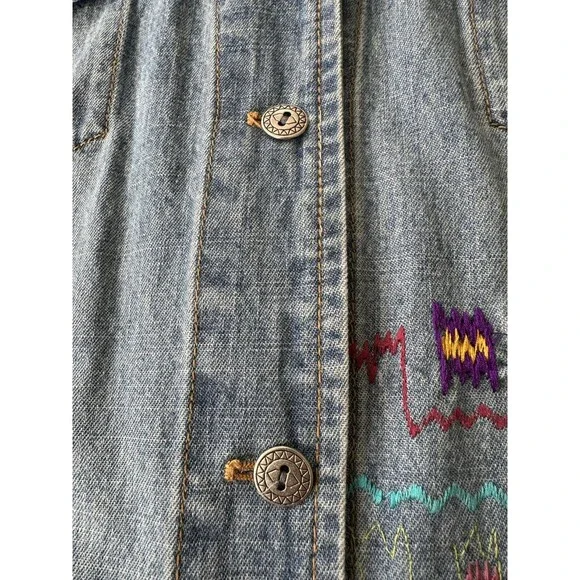 Vintage Chicos Jacket Women's Embroidered Denim Multicolor Chico's Sz 3 (XL/16) - Picture 7 of 8